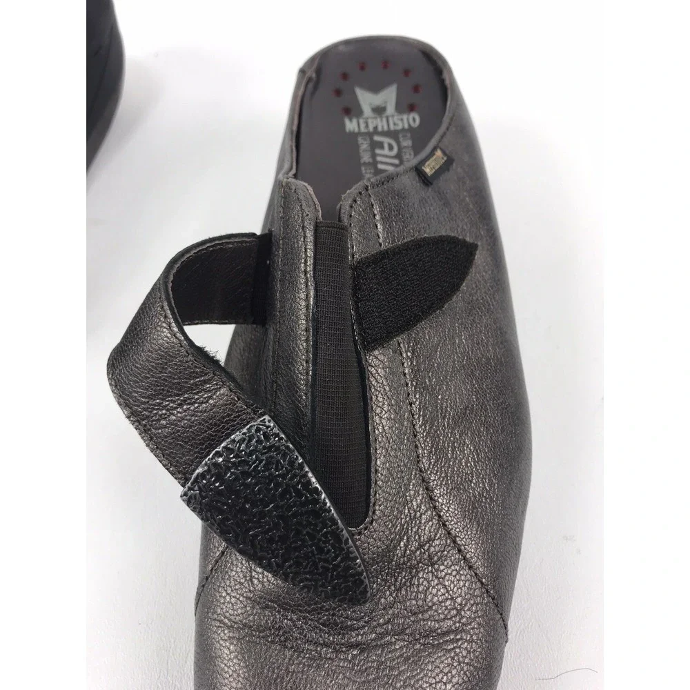 MEPHISTO Metallic Leather Slip‎ On Air Jet Walking Wedge Slides Shoes Womens 8.5